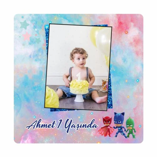 Pijamaskeliler Temalı Doğum Günü Magneti